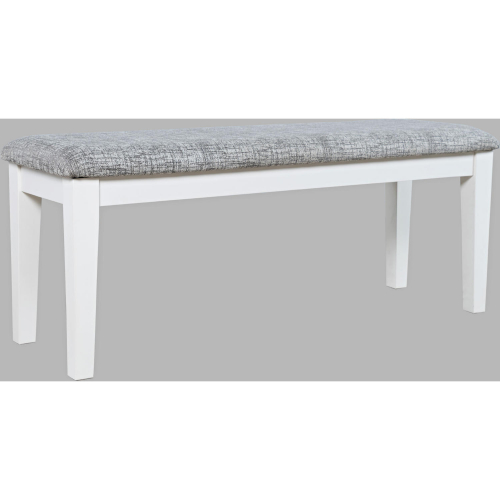 Urban Icon 45" Dining Bench in White Wood & Grey Fabric